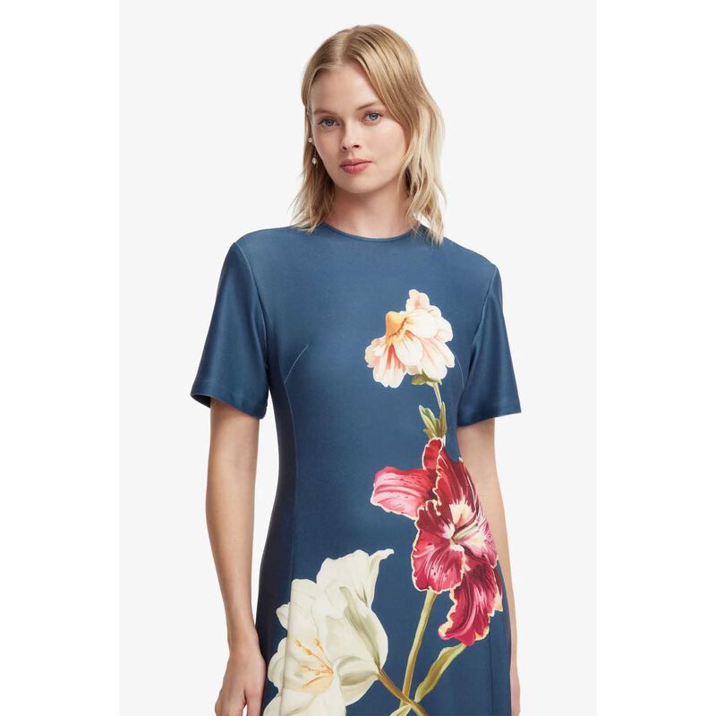 LEO LIN Alice Short Sleeve Maxi Dress - Lily Print In Indigo image number 2